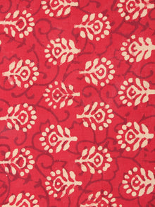 Red Beige Natural Dyed Hand Block Printed Cotton Fabric Per Meter - F0916224