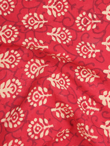 Red Beige Natural Dyed Hand Block Printed Cotton Fabric Per Meter - F0916224