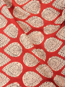 Red Beige Natural Dyed Hand Block Printed Cotton Fabric Per Meter - F0916226