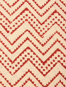 Beige With Red Color Natural Dyed Hand Block Printed Cotton Fabric Per Meter - F0916228
