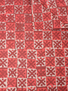 Red Beige Natural Dyed Hand Block Printed Cotton Fabric Per Meter - F0916229