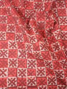 Red Beige Natural Dyed Hand Block Printed Cotton Fabric Per Meter - F0916229