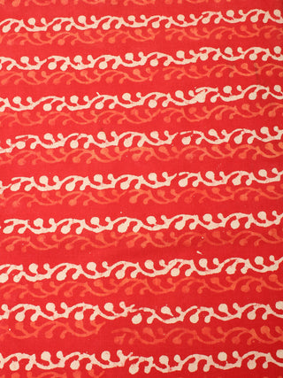 Orange Beige Natural Dyed Hand Block Printed Cotton Fabric Per Meter - F0916230