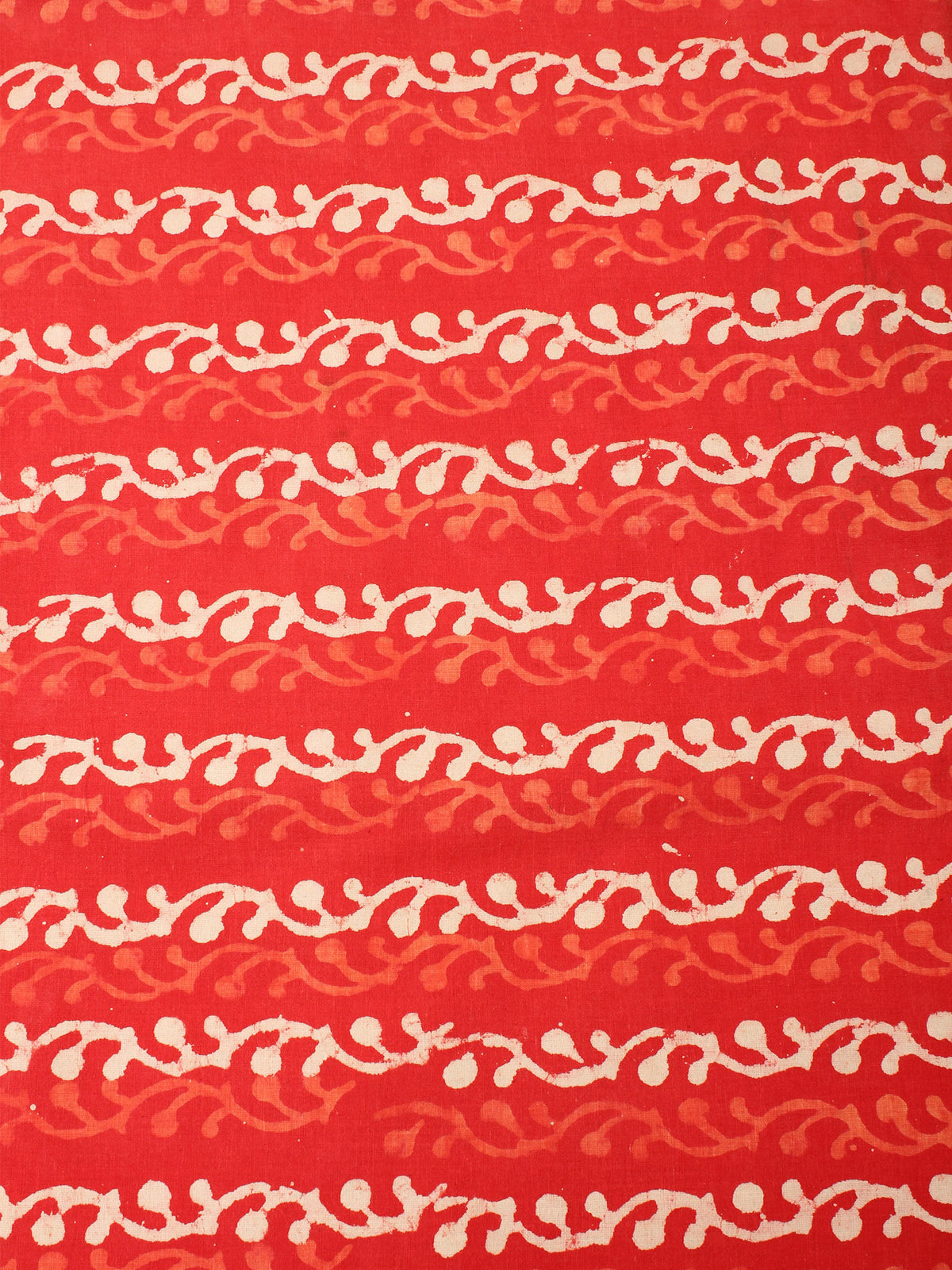 Orange Beige Natural Dyed Hand Block Printed Cotton Fabric Per Meter - F0916230