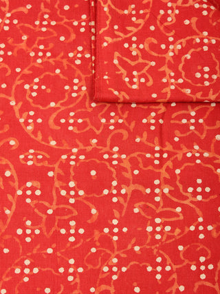 Orange Beige Natural Dyed Hand Block Printed Cotton Fabric Per Meter - F0916231