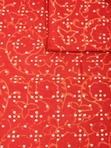 Orange Beige Natural Dyed Hand Block Printed Cotton Fabric Per Meter - F0916231