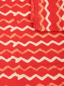 Orange Beige Natural Dyed Hand Block Printed Cotton Fabric Per Meter - F0916232