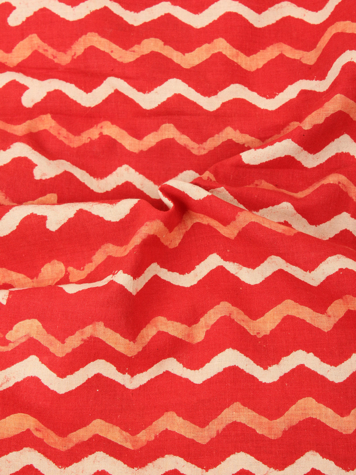 Orange Beige Natural Dyed Hand Block Printed Cotton Fabric Per Meter - F0916232