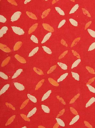 Orange Beige Natural Dyed Hand Block Printed Cotton Fabric Per Meter - F0916234