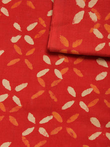 Orange Beige Natural Dyed Hand Block Printed Cotton Fabric Per Meter - F0916234