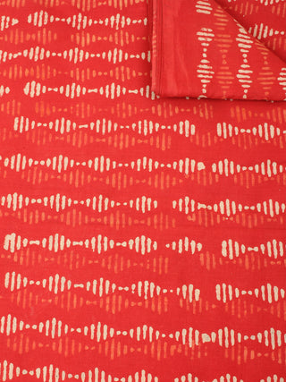 Orange Beige Natural Dyed Hand Block Printed Cotton Fabric Per Meter - F0916235