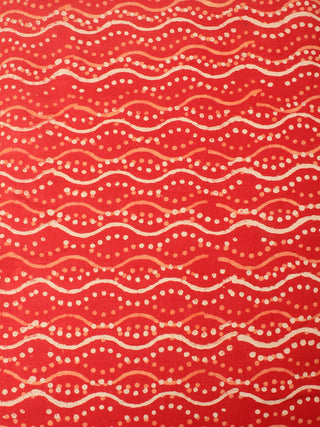 Orange Beige Natural Dyed Hand Block Printed Cotton Fabric Per Meter - F0916236
