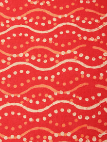 Orange Beige Natural Dyed Hand Block Printed Cotton Fabric Per Meter - F0916236