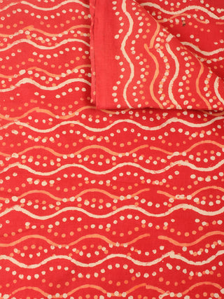 Orange Beige Natural Dyed Hand Block Printed Cotton Fabric Per Meter - F0916236