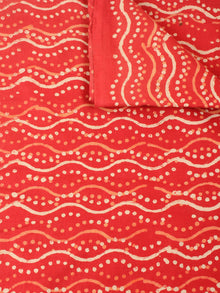 Orange Beige Natural Dyed Hand Block Printed Cotton Fabric Per Meter - F0916236