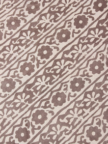 Beige Brown Natural Dyed Hand Block Printed Cotton Fabric Per Meter - F0916237