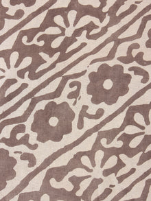 Beige Brown Natural Dyed Hand Block Printed Cotton Fabric Per Meter - F0916237