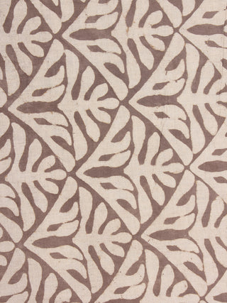 Beige Brown Natural Dyed Hand Block Printed Cotton Fabric Per Meter - F0916238