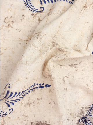 Indigo Ivory Natural Dyed Hand Block Printed Cotton Fabric Per Meter - F0916240