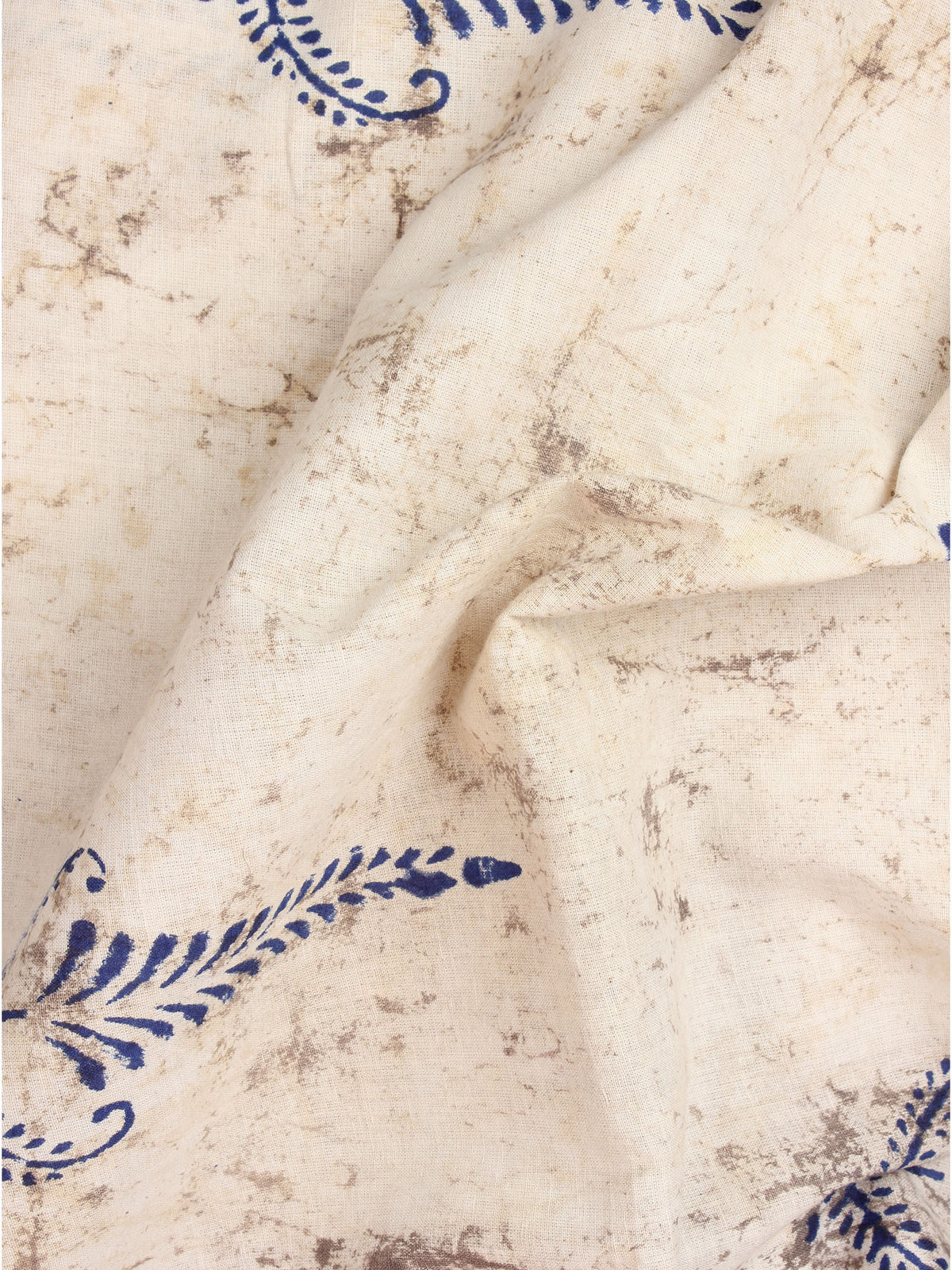 Indigo Ivory Natural Dyed Hand Block Printed Cotton Fabric Per Meter - F0916240