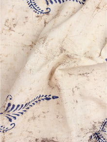 Indigo Ivory Natural Dyed Hand Block Printed Cotton Fabric Per Meter - F0916240