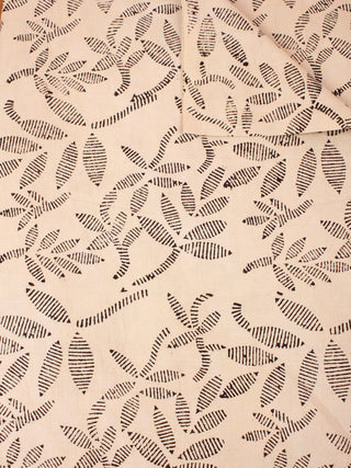 Ivory Black Natural Dyed Hand Block Printed Cotton Fabric Per Meter - F0916241