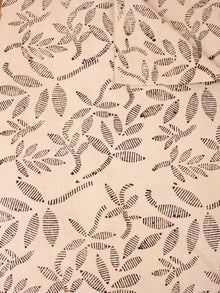 Ivory Black Natural Dyed Hand Block Printed Cotton Fabric Per Meter - F0916241