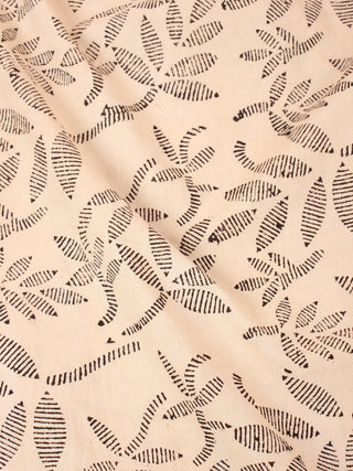 Ivory Black Natural Dyed Hand Block Printed Cotton Fabric Per Meter - F0916241