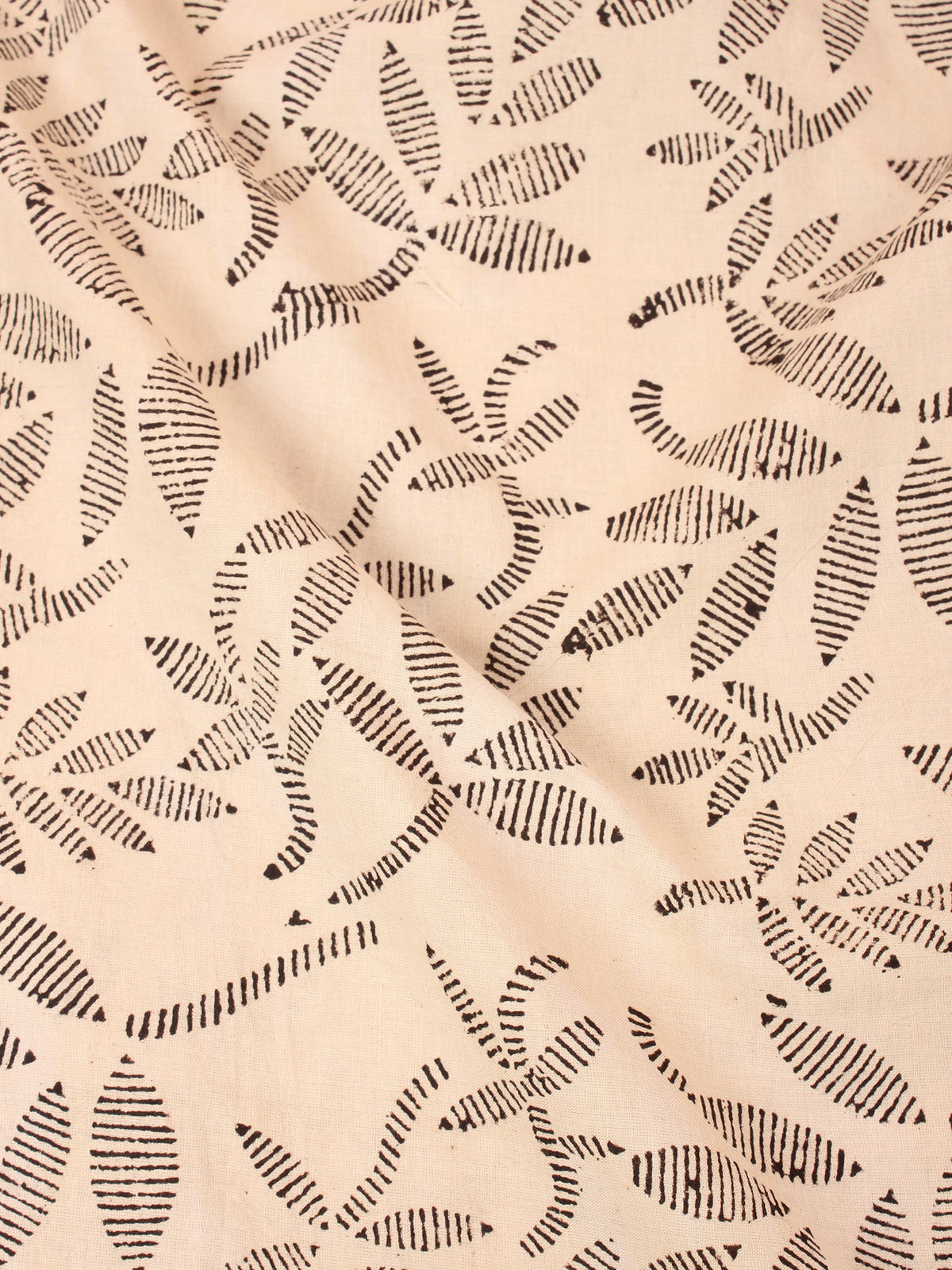 Ivory Black Natural Dyed Hand Block Printed Cotton Fabric Per Meter - F0916241
