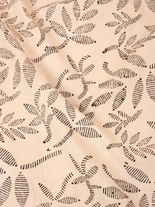 Ivory Black Natural Dyed Hand Block Printed Cotton Fabric Per Meter - F0916241