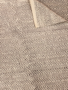 Beige Black Natural Dyed Hand Block Printed Cotton Fabric Per Meter - F0916243
