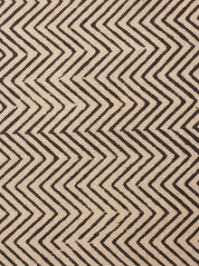 Beige Black Natural Dyed Hand Block Printed Cotton Fabric Per Meter - F0916243