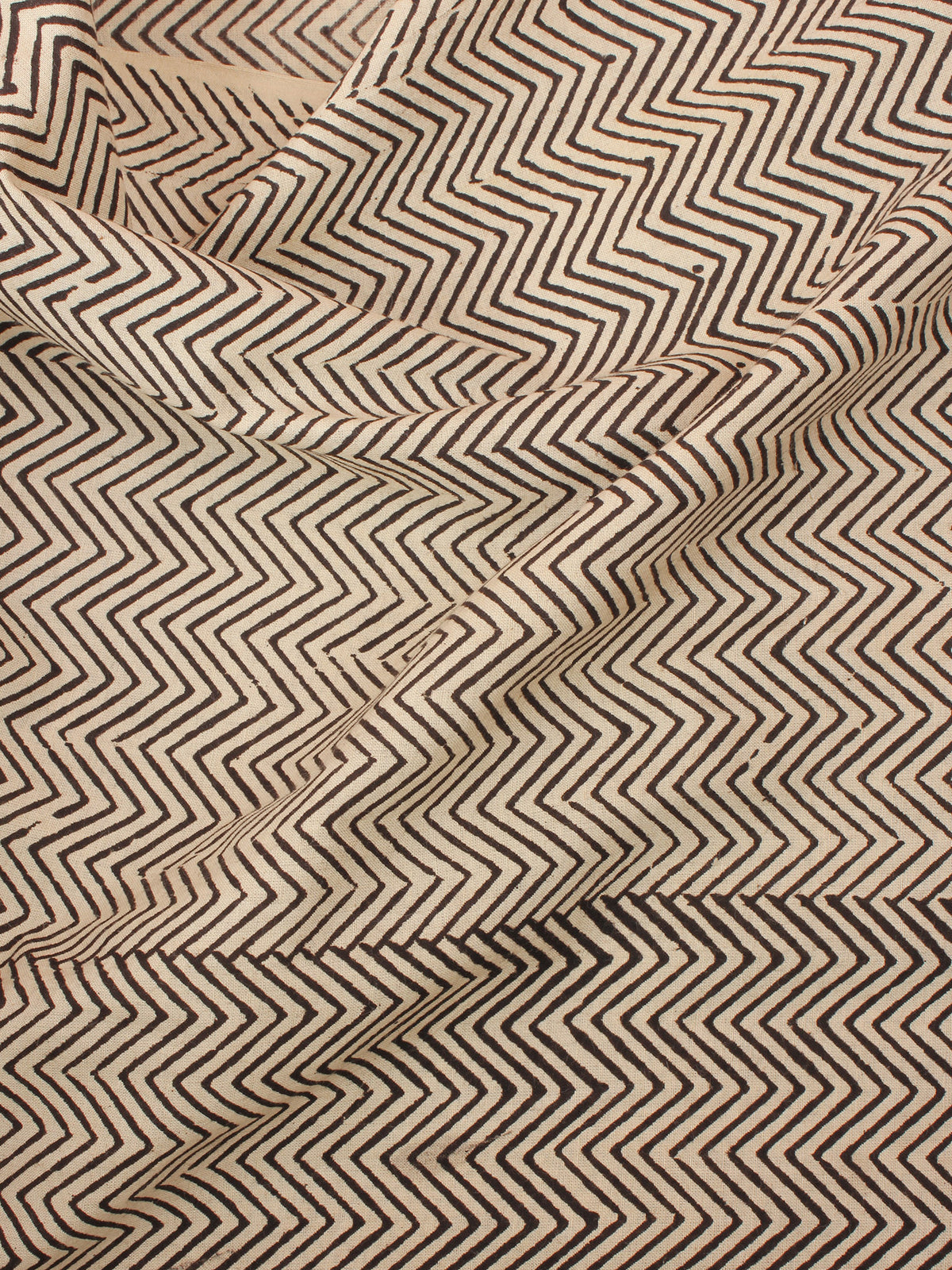 Beige Black Natural Dyed Hand Block Printed Cotton Fabric Per Meter - F0916243