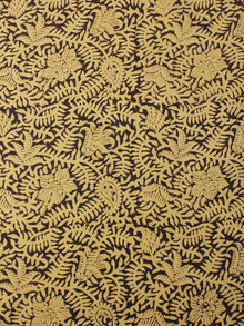 Yellow Black Natural Dyed Hand Block Printed Cotton Fabric Per Meter - F0916248