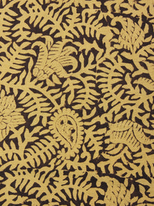Yellow Black Natural Dyed Hand Block Printed Cotton Fabric Per Meter - F0916248