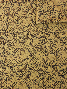 Yellow Black Natural Dyed Hand Block Printed Cotton Fabric Per Meter - F0916248