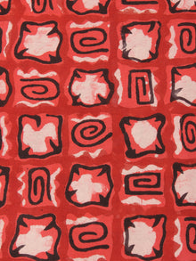 Red Beige Natural Dyed Hand Block Printed Cotton Fabric Per Meter - F0916257