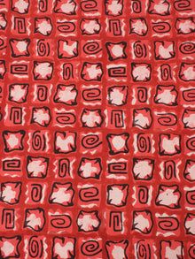 Red Beige Natural Dyed Hand Block Printed Cotton Fabric Per Meter - F0916257