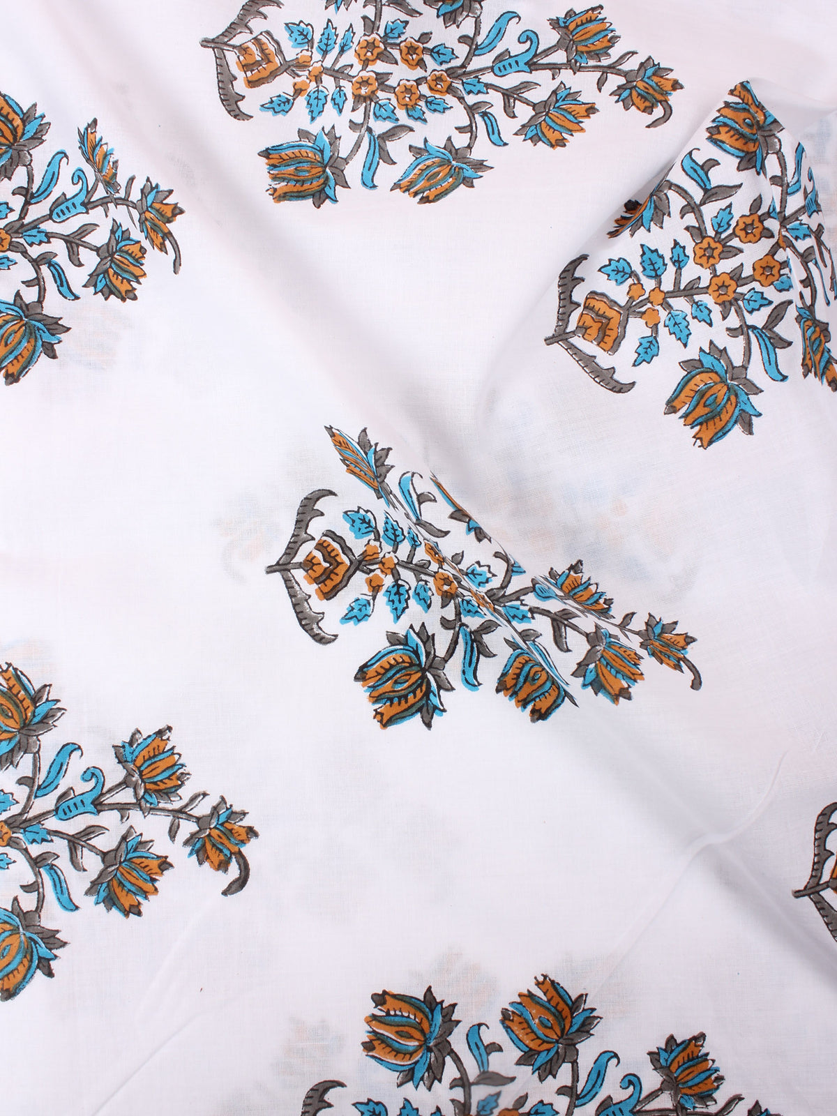 Multi Color Natural Dyed Hand Block Printed Cotton Fabric Per Meter - F0916262