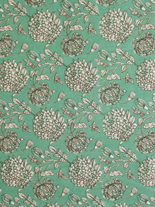 Green Brown Hand Block Printed Cotton Fabric Per Meter - F001F2294