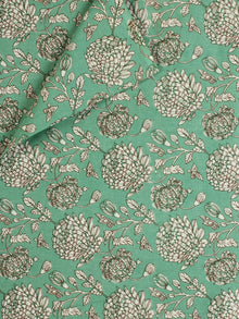 Green Brown Hand Block Printed Cotton Fabric Per Meter - F001F2294