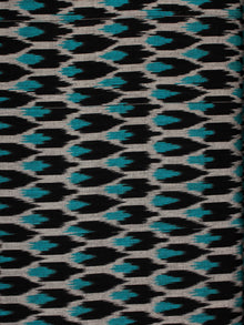 Black Blue Ivory Pochampally Hand Weaved Ikat Fabric Per Meter - F002F804