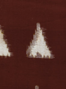 Brown White Hand Woven Double Ikat Handloom Cotton Fabric Per Meter - F002F1564