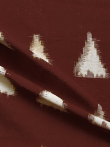 Brown White Hand Woven Double Ikat Handloom Cotton Fabric Per Meter - F002F1564