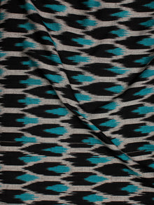 Black Blue Ivory Pochampally Hand Weaved Ikat Fabric Per Meter - F002F804