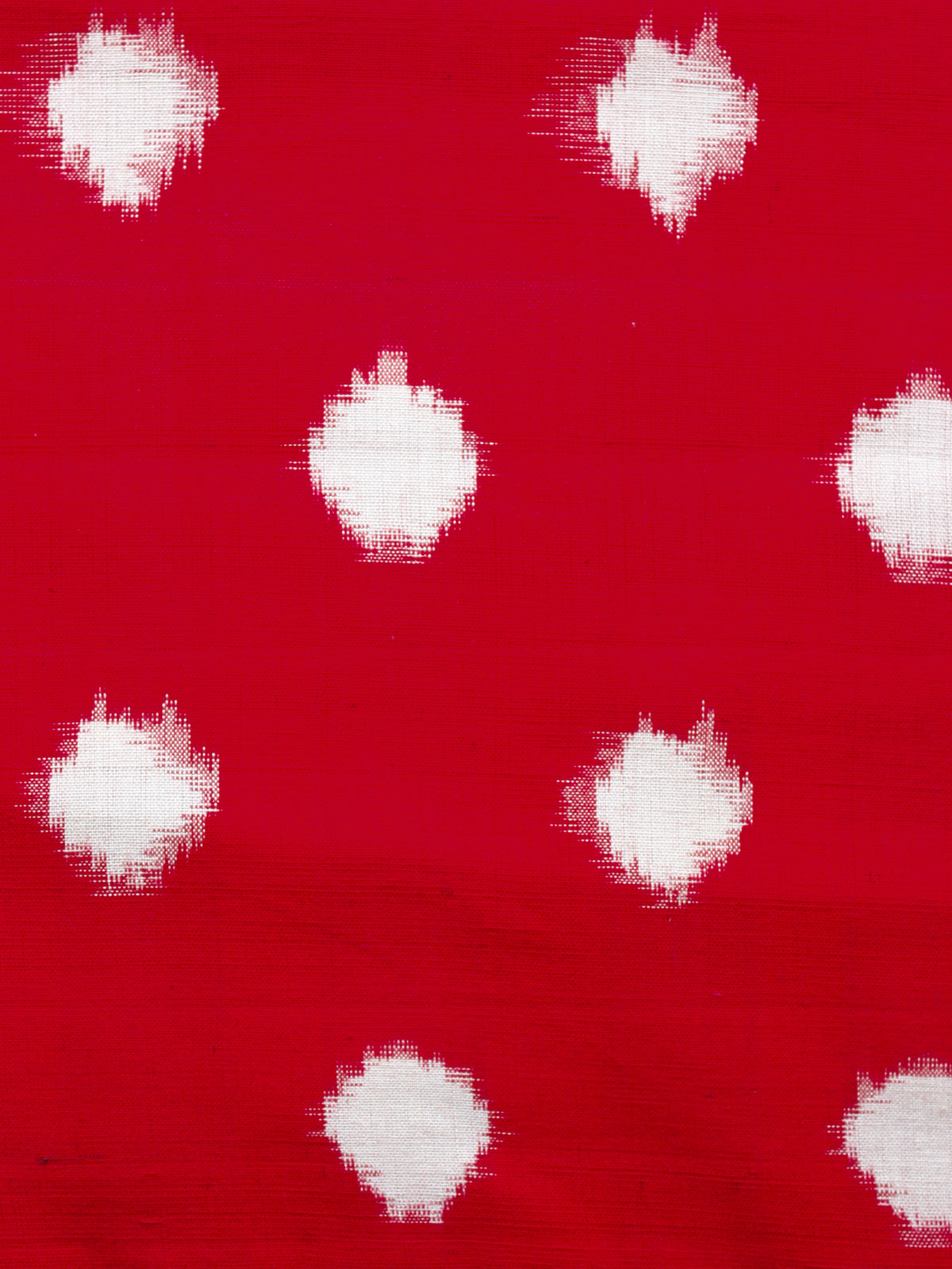 Red White Hand Woven Double Ikat Handloom Cotton Fabric Per Meter - F002F1565