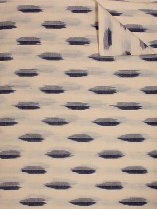 Ivory Grey Pochampally Hand Weaved Ikat Fabric Per Meter - F002F805