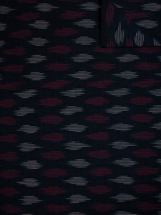 Black Lavender White Pochampally Hand Weaved Ikat Fabric Per Meter - F002F806