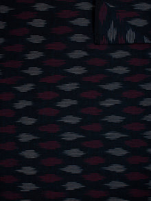 Black Lavender White Pochampally Hand Weaved Ikat Fabric Per Meter - F002F806
