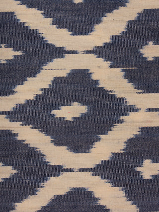 Steel Grey Ivory Pochampally Hand Weaved Ikat Fabric Per Meter - F002F807
